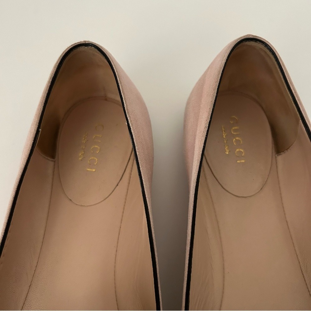 Gucci Kid Scamosciato Leather Suede GG Marmont Fringe Ballet Flats Loafers 36.5 - Picture 6 of 14